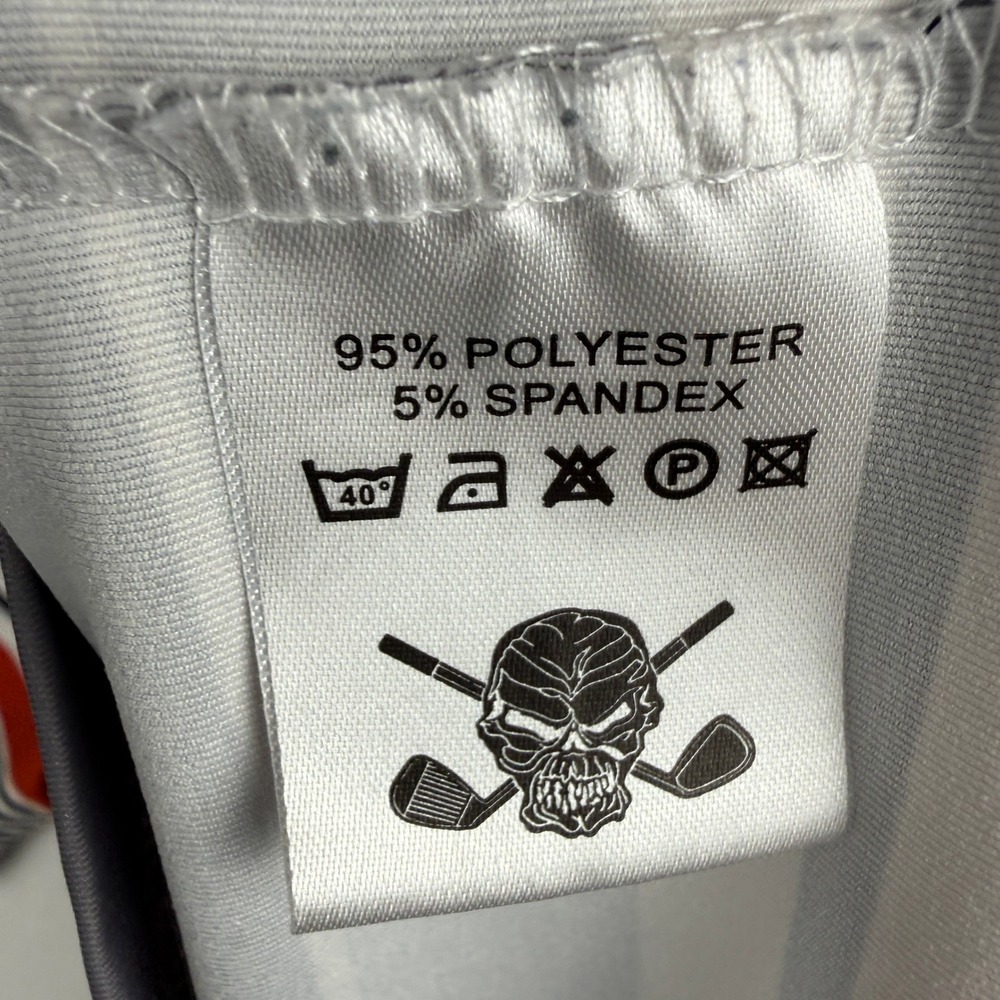 Tattoo Golf Mens L ProCool Performance Stripe Polo Shirt Chest Pocket Skull - Picture 11 of 11